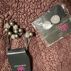 Paparazzi Gunmetal and Silver Beaded Stretch Bracelet Set